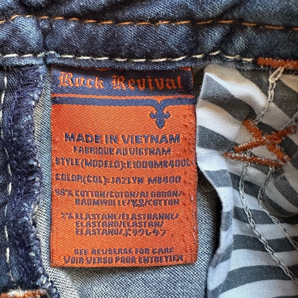 Rock Revival Blue Straight Leg Women's Jazlyn Jeans Mid Rise Sz 25 - Picture 8 of 14